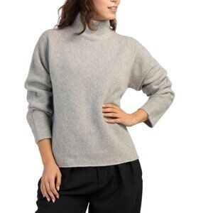 VINCE Stone Grey Cashmere Boxy Turtleneck Sweater